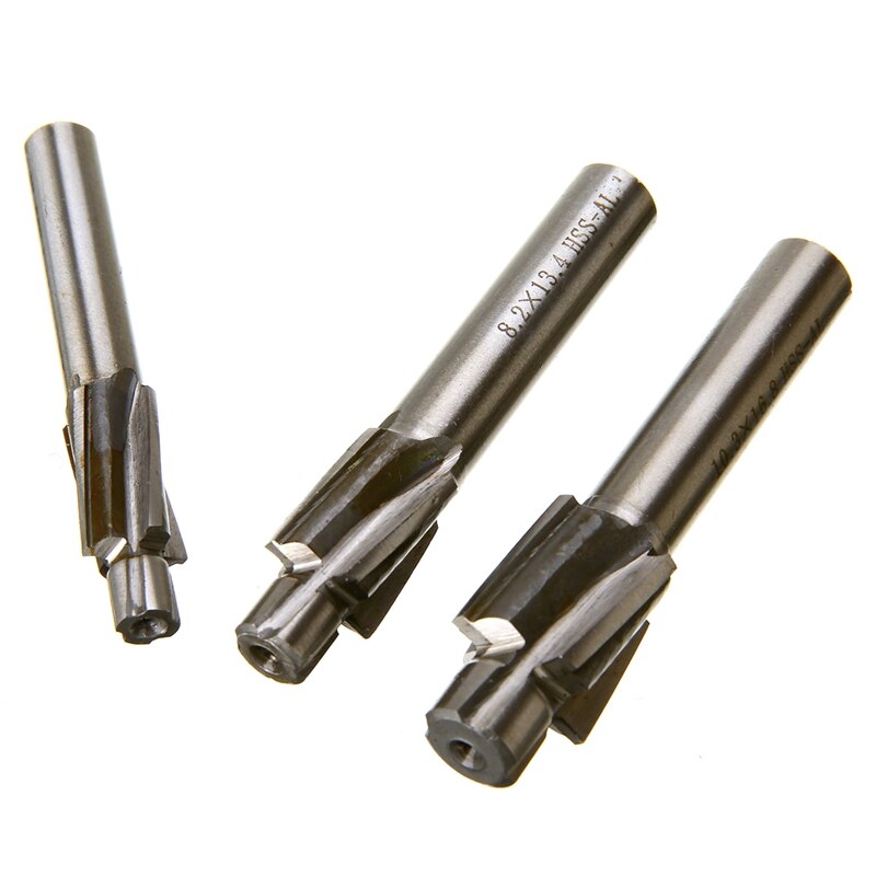 7Pcs M3-M12 Counterbore Milling Cutter High Speed Steel Pilot Slotting Tool End Mill Slot Drill Bit Set