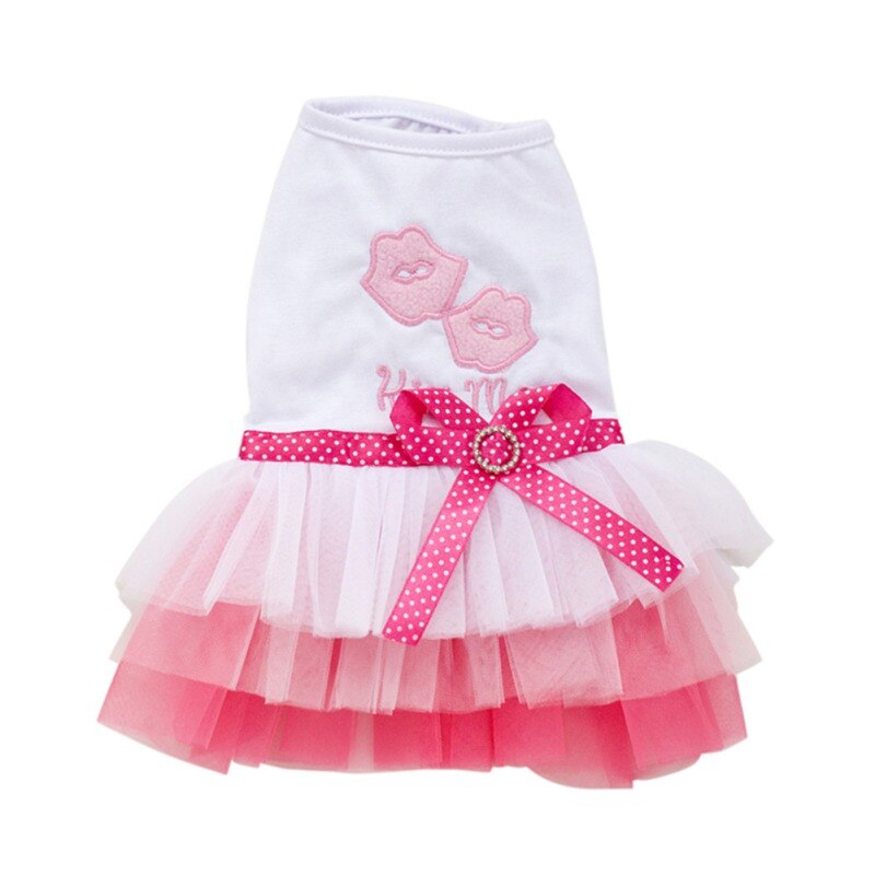 Sweet Dog Dresses For Small Dogs Lace Tutu Dress Puppy Dress Trendy Bowknot Dog Princess Dress Cute Pet Supplies: Pink / XXL