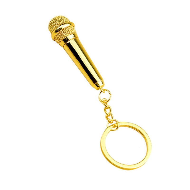 Porte-clés micro poche pour amateurs chant, porte-clés Microphone Simulation: Or
