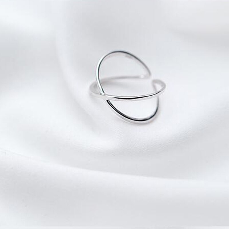 Hollow X Cross 925 Sterling Silver Rings for Women Adjustable Finger Open Ring Sterling-silver-jewelry Female Girls Party