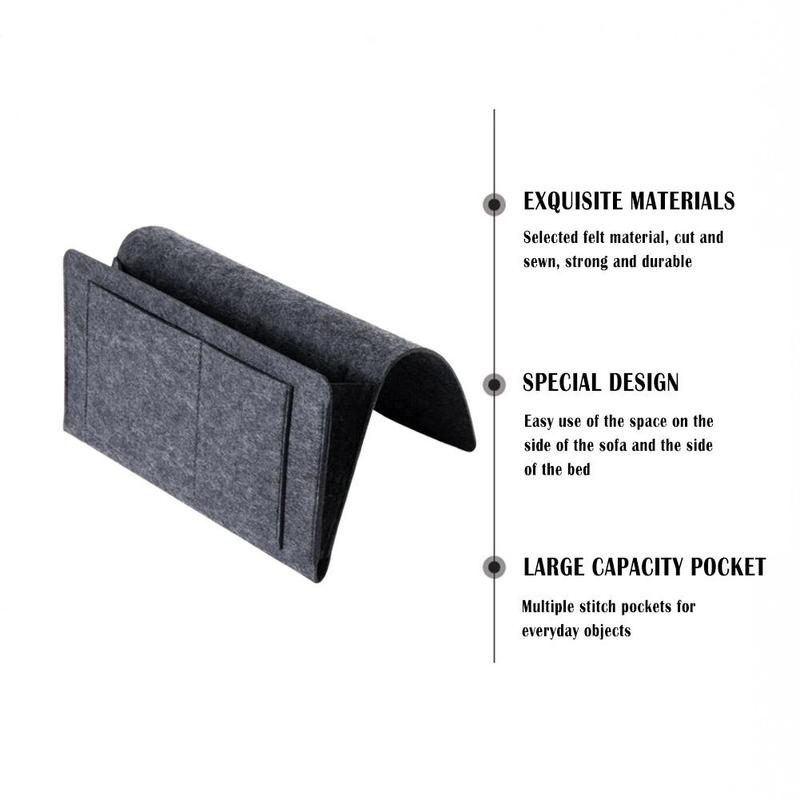 Storage Organizer Felt Bedside Hanging Storage Bags Mobile Phone Remote Control Sundries Book With 2 Inner Pockets