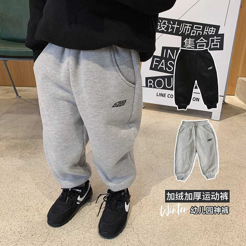 Pantalones de chándal gruesos para niño y niña, pantalón acolchado de terciopelo, holgado y cálido, ropa deportiva para correr, Invierno