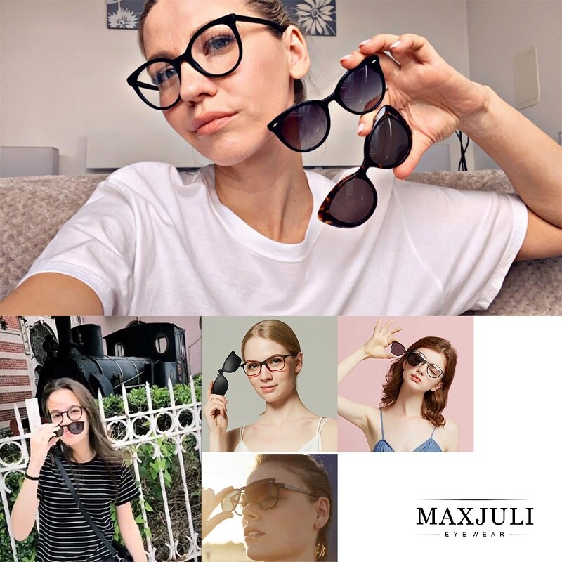 MAXJULI Square Polarized Sunglasses Clip on Myopia Glasses For Fishing Driving Traveling Easy Flip Up Lens UV400 Protection 8503