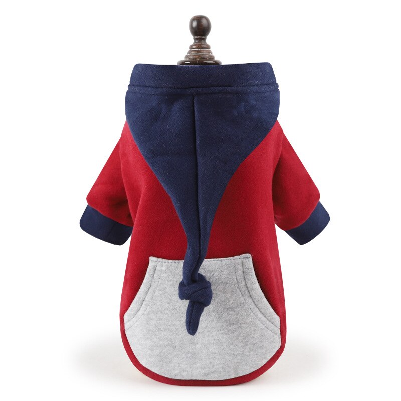 Ropa de invierno para perro, disfraz de Mascota, gorro de cola larga para cachorro, sudaderas con capucha, suéter cálido de lana para perros y gatos, Color Rojo