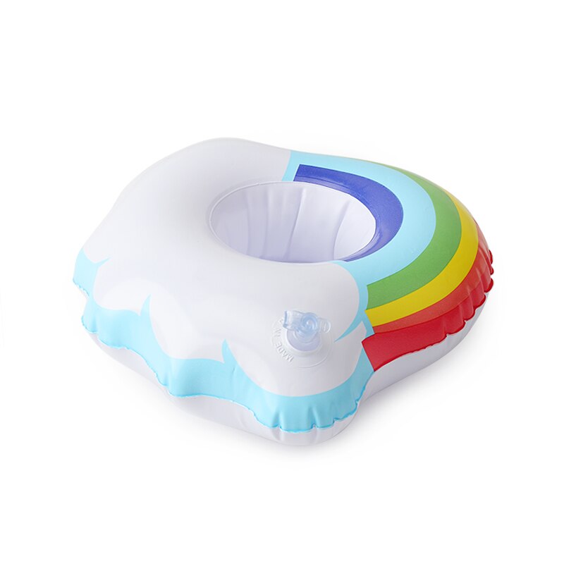 Små skyer flyder oppustelig regnbue-drinkholder swimmingpool badeværelse strandfest