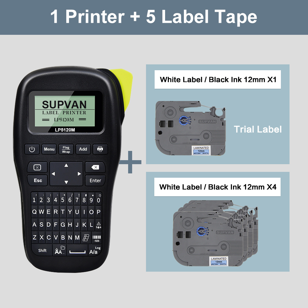 Supvan-máquina de impresión de etiquetas portátil LP5120M, máquina de etiquetas de transferencia térmica, varios idiomas, novedad