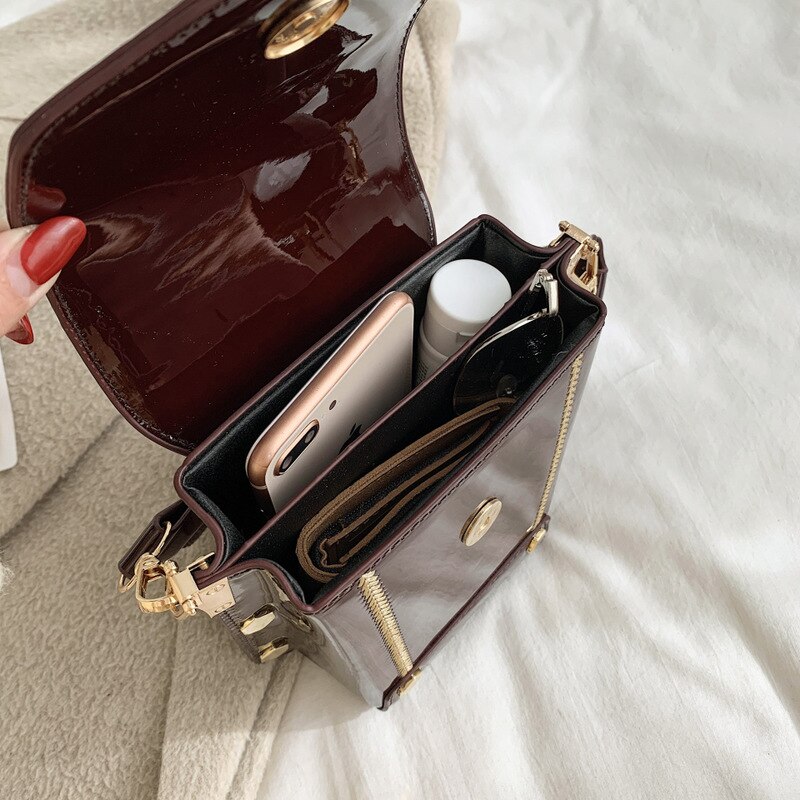 Dames kleine tas pu leer brede banden satchel enkele schoudertas merk rivet bags