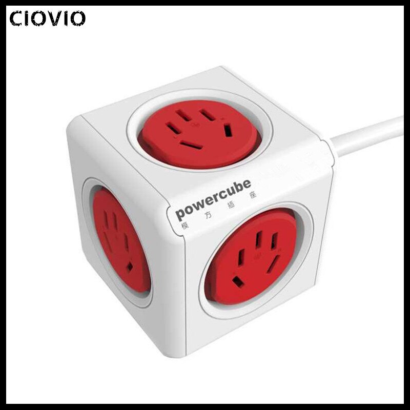 CIOVIO Smart Home Power Cube Socket Plug 4 Outlets With 2USB Power Strip Adapter Multi Switched Sockets