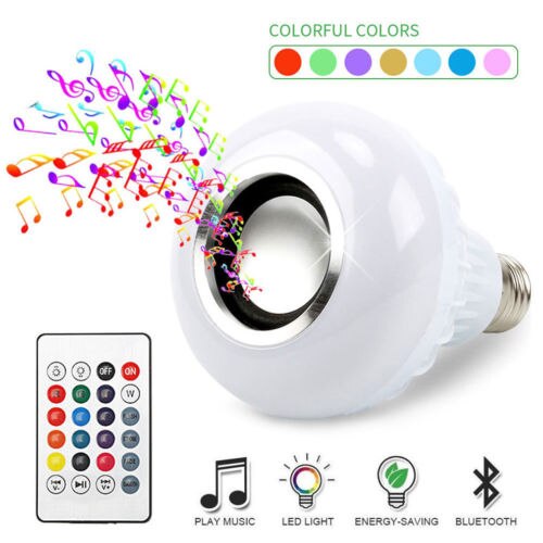 LED Wireless Bluetooth Bulb Light Speaker RGB 12W Smart Music Play Lamp+Remote