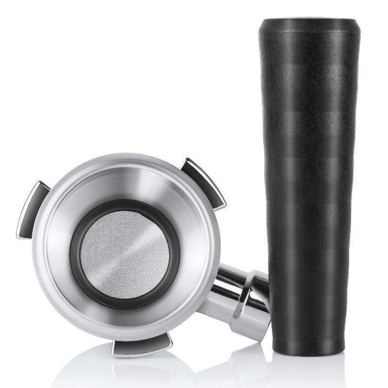 Portafilter Bodemloos Roestvrijstalen 51mm Bodemloos Portafilter - 3 Oren, Beukenhout - Compatibel Met D0n1im 6001, 5403, KF5400 & Meer De Longhi Dedica