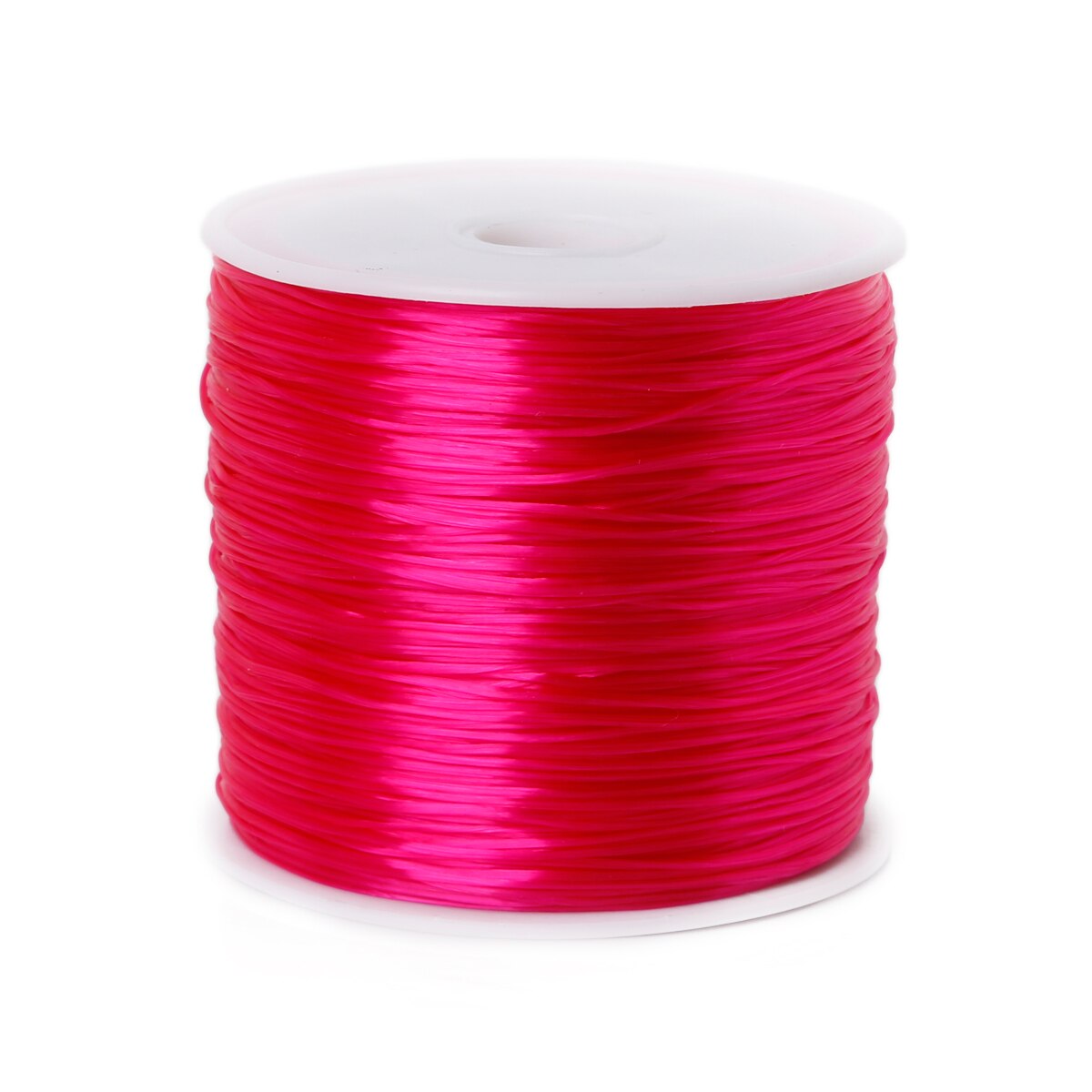 0.7mm 1 rol /50m elastische draad ronde kristallijn nylon rubber rekbaar koord voor het maken van sieraden kralen armband 15 kleuren: Rozenrood