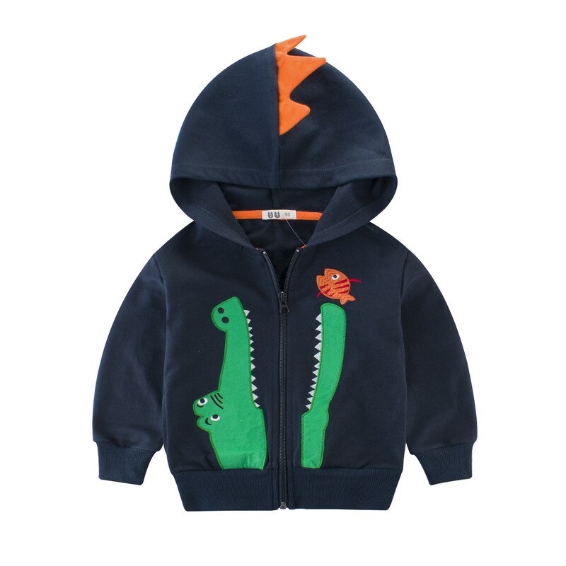 LZH enfants dessin animé Crocodile veste nouvelle automne hiver veste pour garçons sport vêtements d'extérieur à capuche manteau pour filles enfants vêtements: Navy blue / 8