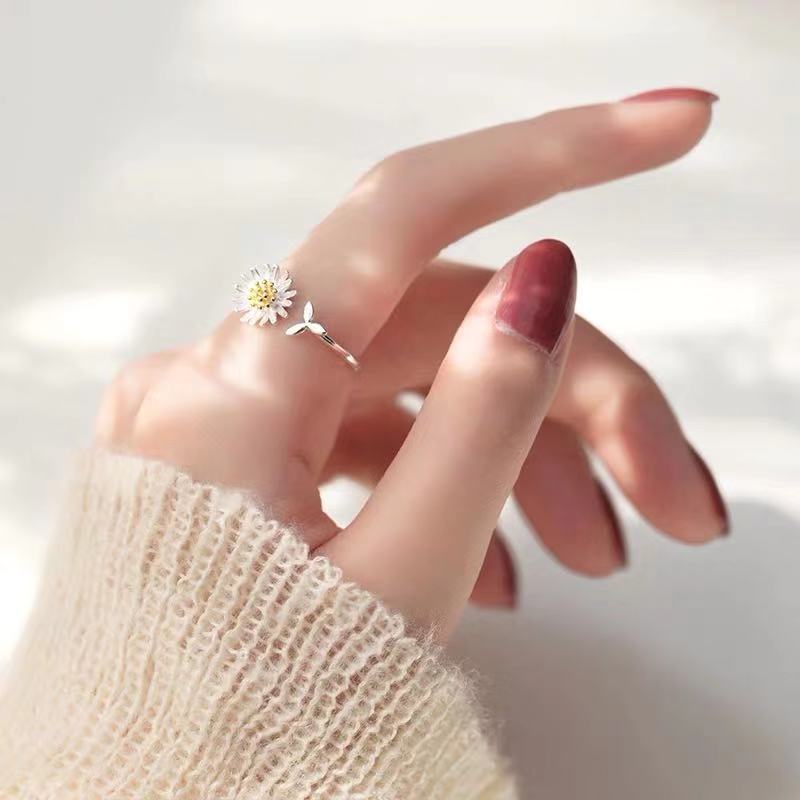 Trendy Koreaanse Stijl Bloem Ringen Voor Vrouwen Punk Vintage Pruimenbloesem Ring Kleine Daisy Bloem Ringen Party Paar R