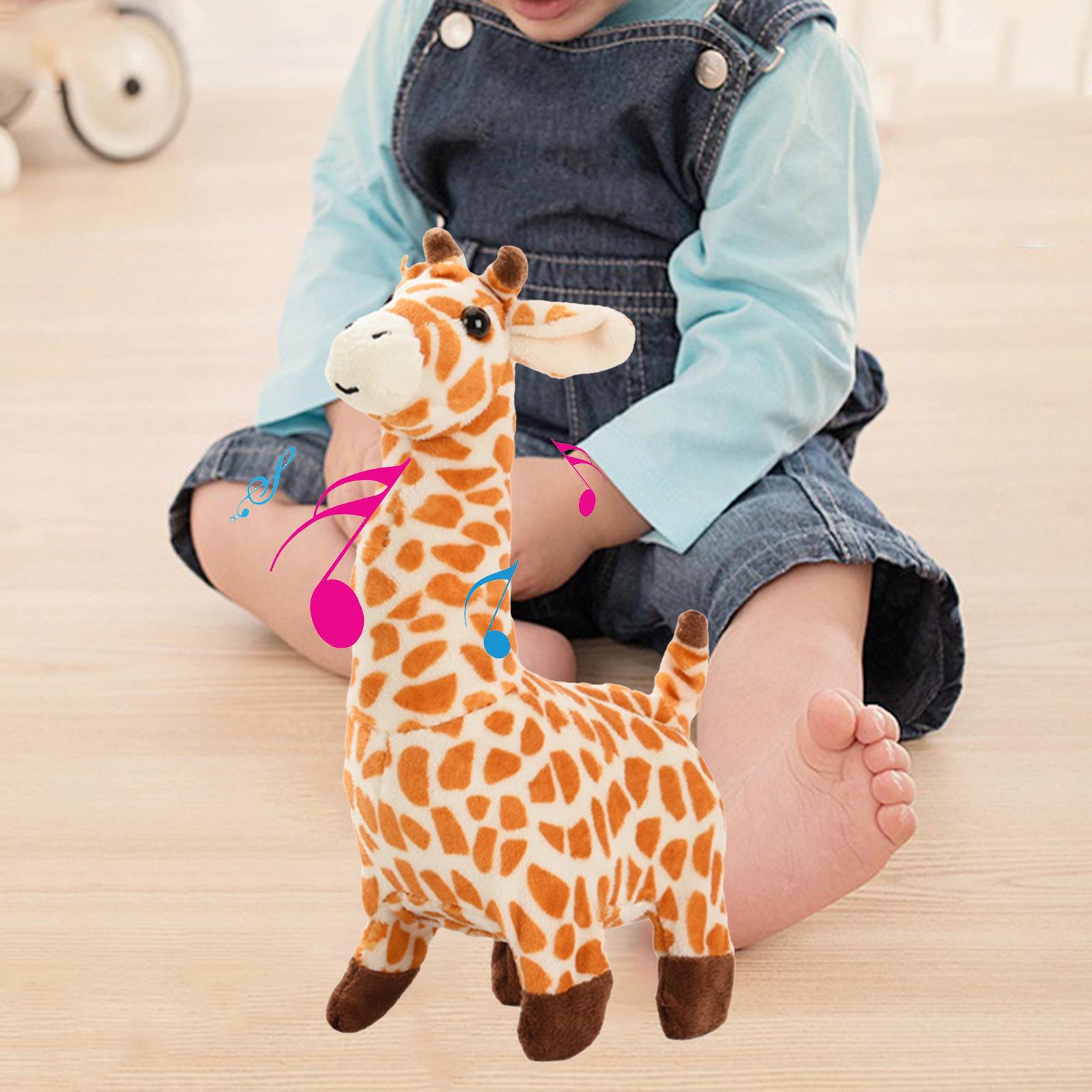 Battery Operated Giraffe Toys, Shaking Tail Soft Plush Electric for Eve Xmas: Orange