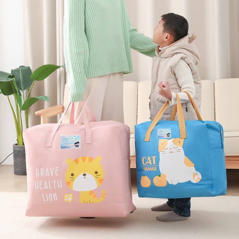 Sac de rangement de couette avec fermeture éclair, sac de rangement de couette de dessin animé avec fermeture éclair, organisateur de placard de chambre à coucher, vêtements Oxford imperméables pour enfants