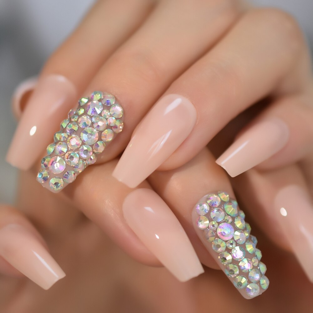 Faux ongles transparents en forme de papillon et paillettes pour Nail Art, pointes de pour Salon, été, 24: L5646