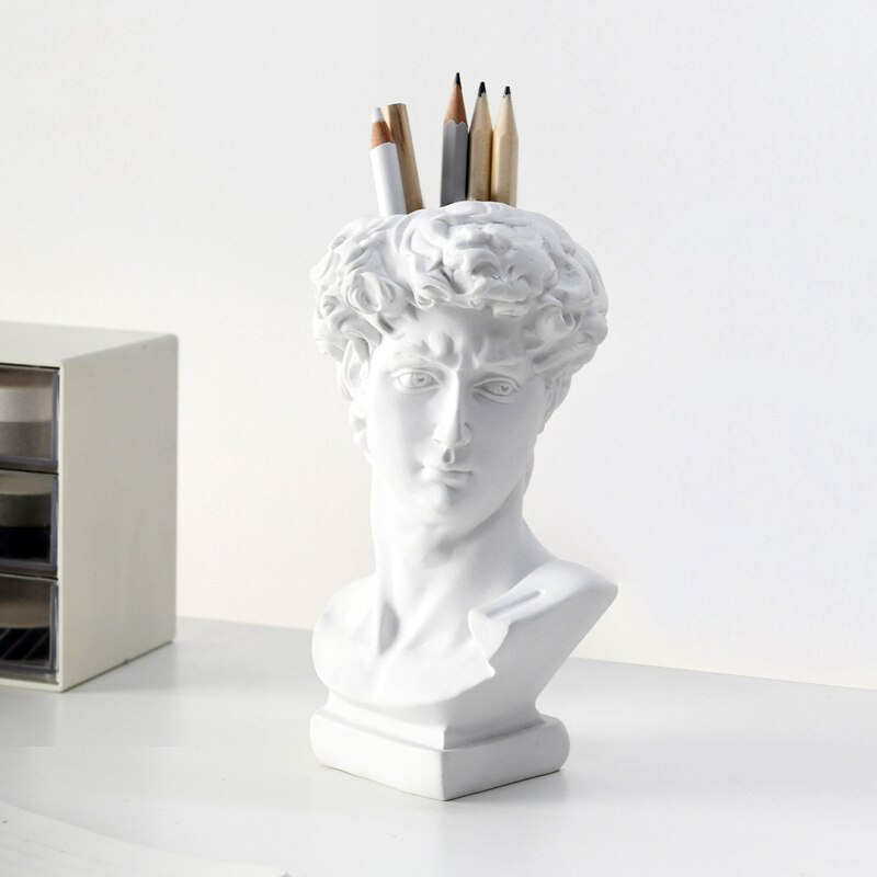 Chic Resin Artemis Sculpture Flower Vase Artist Statue Makeup Brush Holder Desktop Pen Pencil Cup