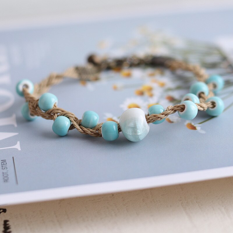 Einfache Kleine Frische Blau Porzellan Perlen Gewebt Armbinde Mädchen Studenten Zubehör Jahrgang Ethnischen Stil Handgemachten Schmuck: Ursprünglich Titel