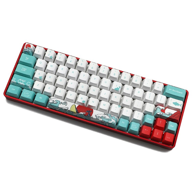 71 Keys Sea Coral Ukiyo-e Keycap Dye Sublimation OEM Profile for GH60 GK61 GK64
