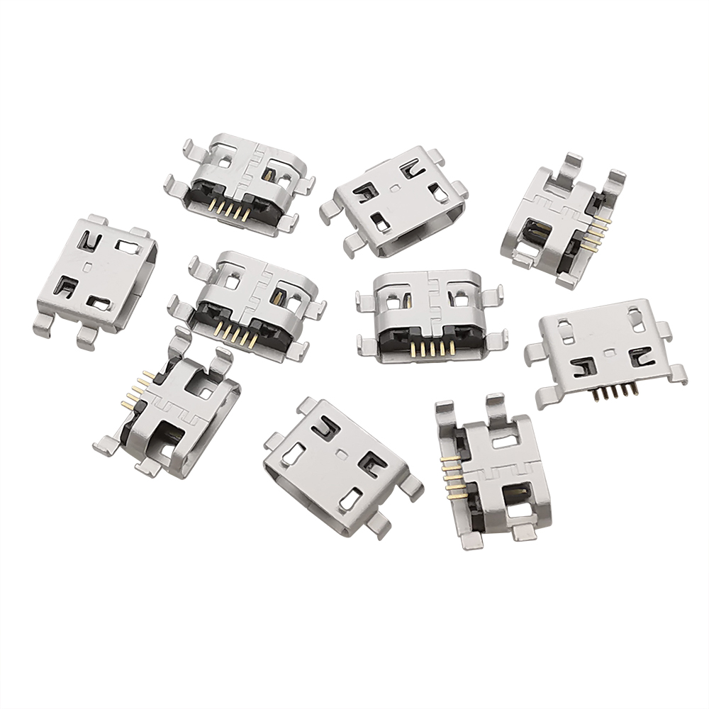 10 Stuks Micro Usb Vrouwelijke Socket Adapter 5 Pin 0.8Mm Usb Type B Jack Opladen Interface Solderen Type Connector Diy Reparatie