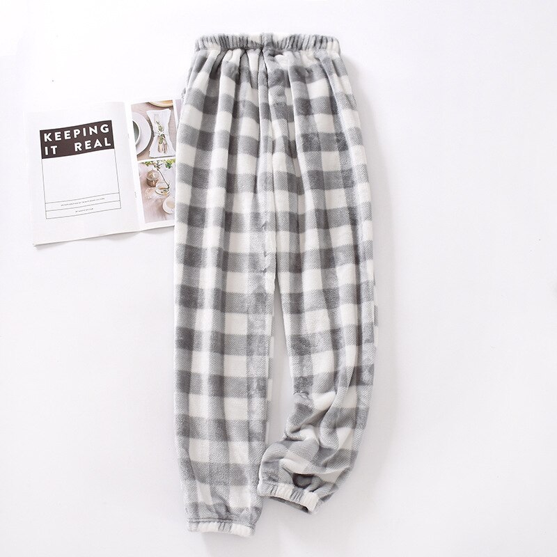 Herfst En Winter Flanel Mannen Plaid Broek Plus Fleece Warm Single Stuk Homewear Broek Slaap Slijtage Broek voor Mannen