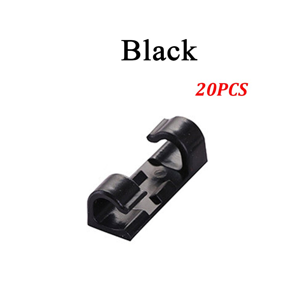 18/20pcs Cable Clips Desktop Organizer Self-Adhesive Cord Management Wire Holder Data Telephone Line Winder Fastener Clamp: black