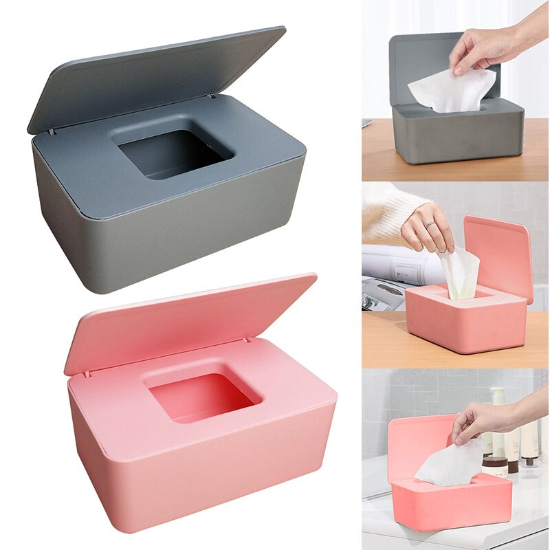 Dustproof Tissue Storage Box Case Wet Wipes Dispenser Holder with Lid for Home Office Desk Car FKU66