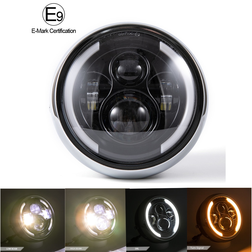 7.5 "moto phare LED feux de croisement feux diurnes DRL 12V pour Harley FLD Touring Softail Chopper Bobber