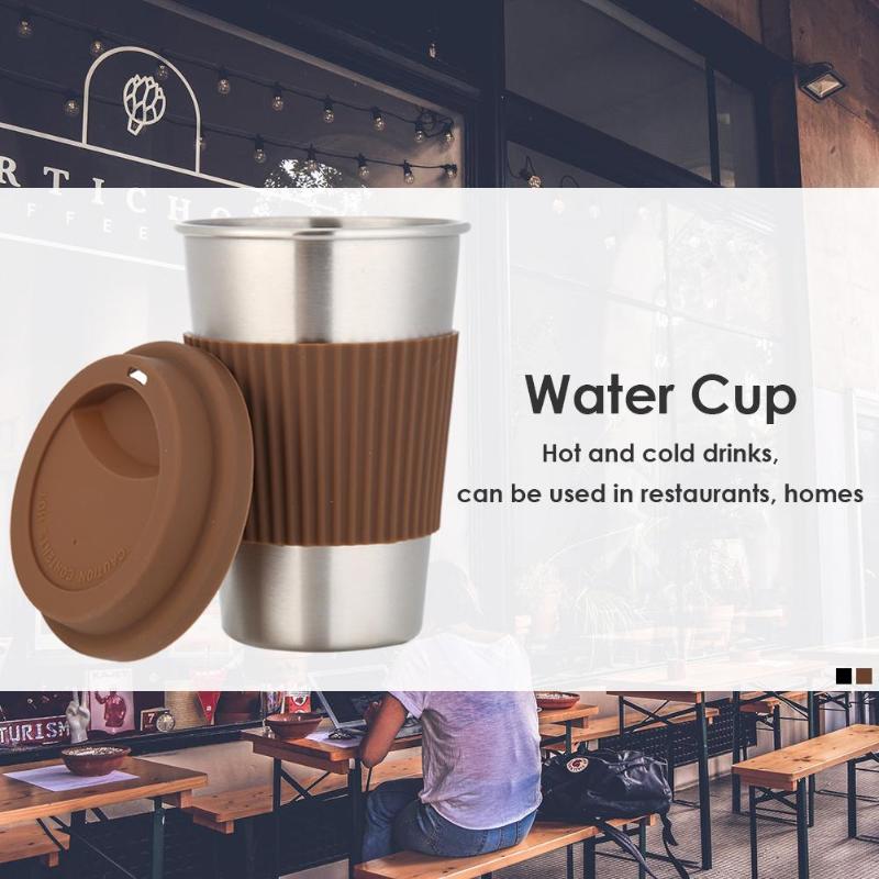 500ml Roestvrij Staal Water Cup Anti-Slip Koffie Mok Geïsoleerde Reismok Dubbele Wand Vacuüm Geïsoleerde Tumbler Breed mond Thee Cup