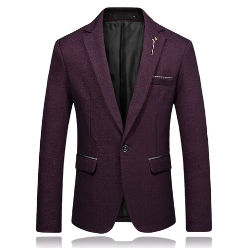 Nice Spring Autumn Business Casual Blazer Suit Jacket Wedding Groom Slim Fit Men Classic Smart Casual Blazer For Male: wine red / XXL