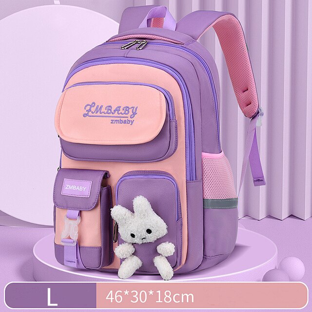 Sac à dos dessin animé lapin pour enfants, cartable pour écoliers du primaire, cartable mignon pour filles et garçons: L purple