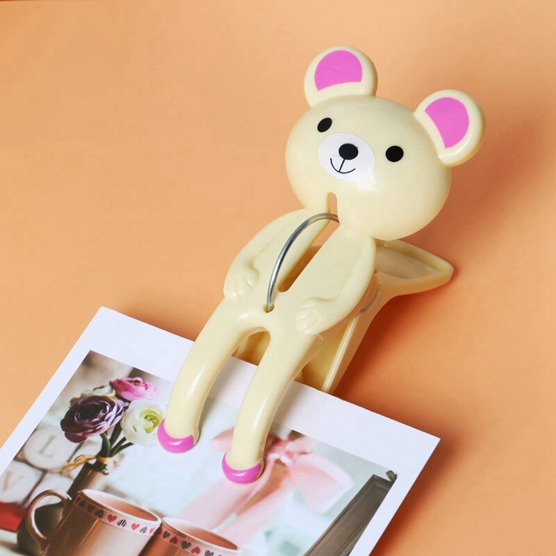Cartoon Clip Set of 2 Plastic Bear Clips to Attach Towels to Beach and Sun Loungers Curtain Clip Mosquito Net Clip