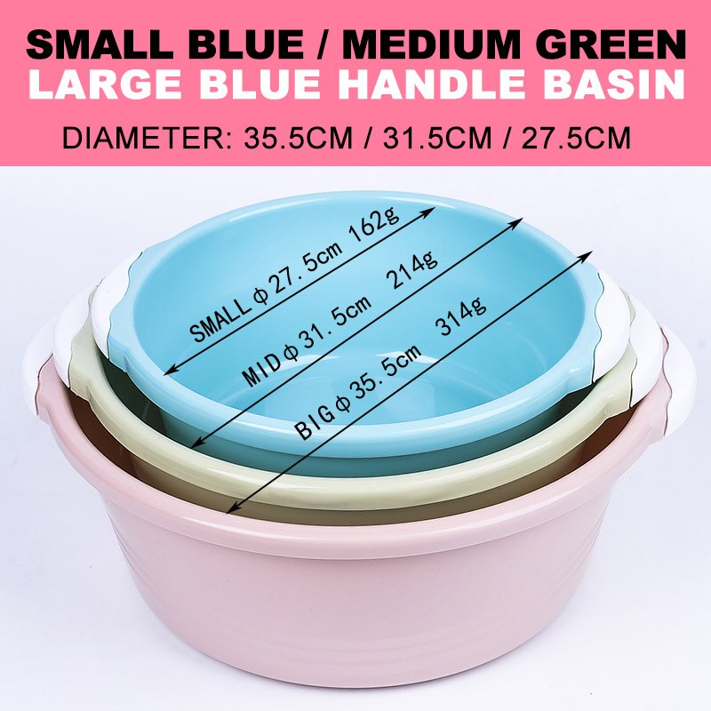 3 piece sets portable plastic basins large small Wash basins babies mothers Wash hands Foot washbasin Cleaning of private parts: Blue