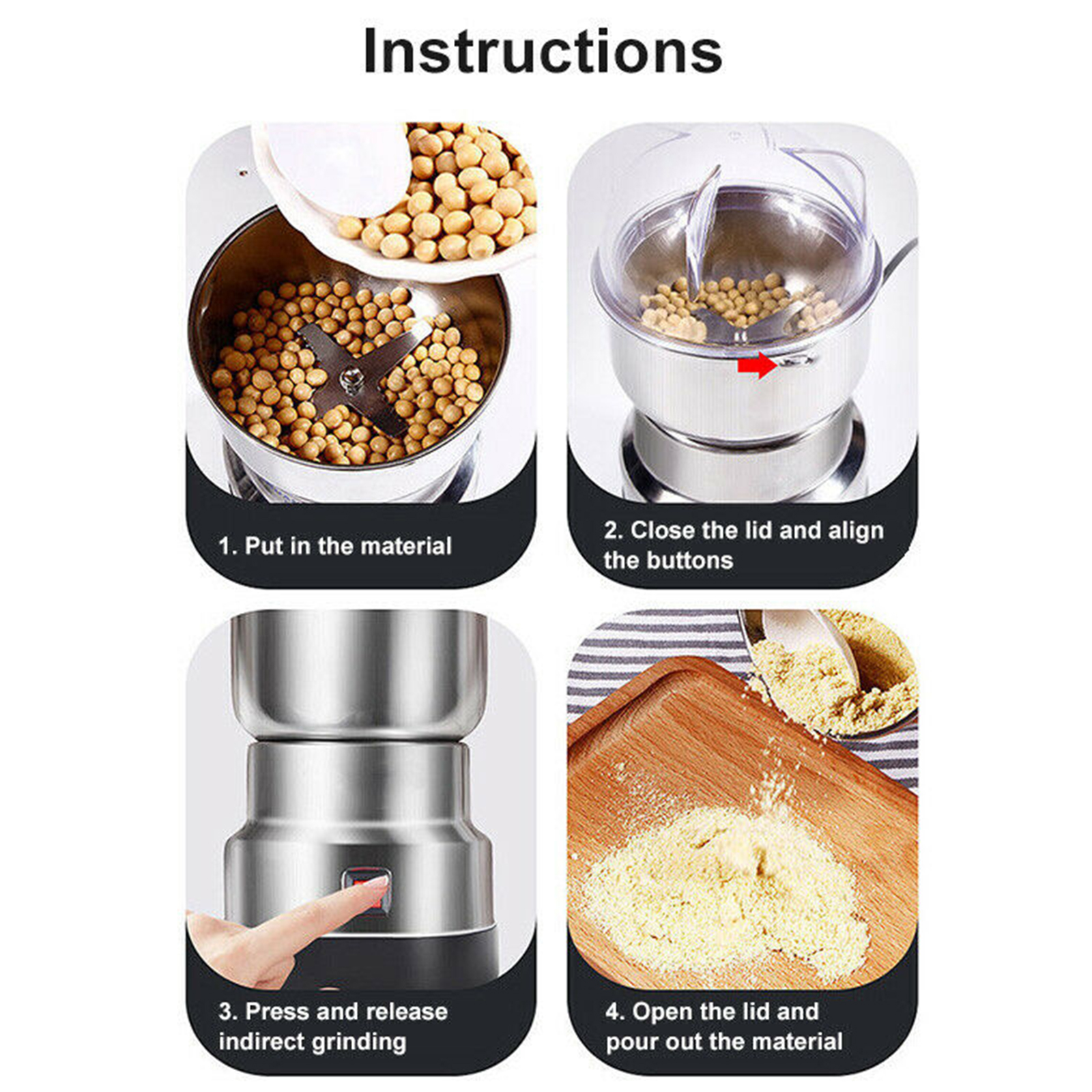 Electric Coffee Grinder Stainless Steel Grinder Cafe Coffee Machine Washable Detachable Coffe Beans Chopper Blender Coffee Mill