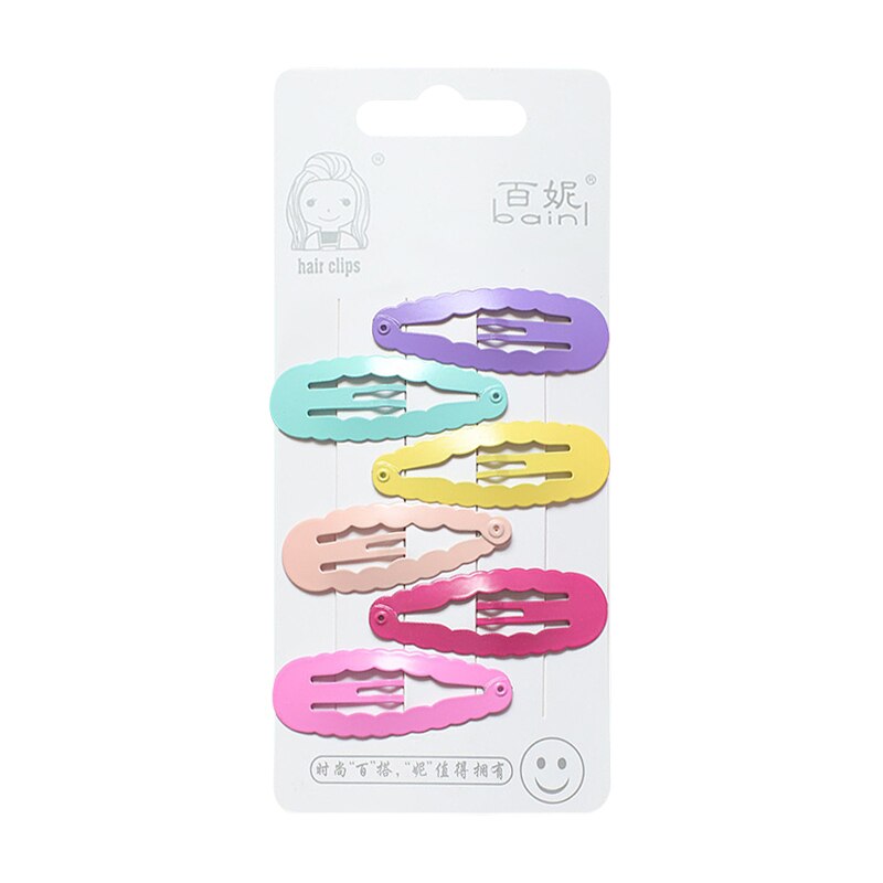 Lot de 6 épingles à cheveux en métal multicolores en forme de cœur ondulé rectangulaire pour bébé, épingles à cheveux pour filles, accessoires pour enfants: 05