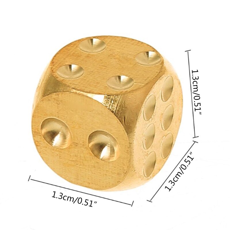 6 stücke 13mm Kupfer Würfel Heimat Dekor Durcheinander Würfel Bar Liefert Spiel Werkzeug Kupfer Metall 24BD