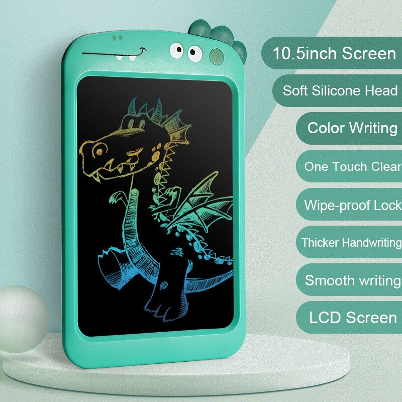 10.5inch Electronic Digital Graphic Drawing Tablets LCD Screen Writing Tablet Handwriting Pad Drawing Board Tablet For Drawing: Green Colorful