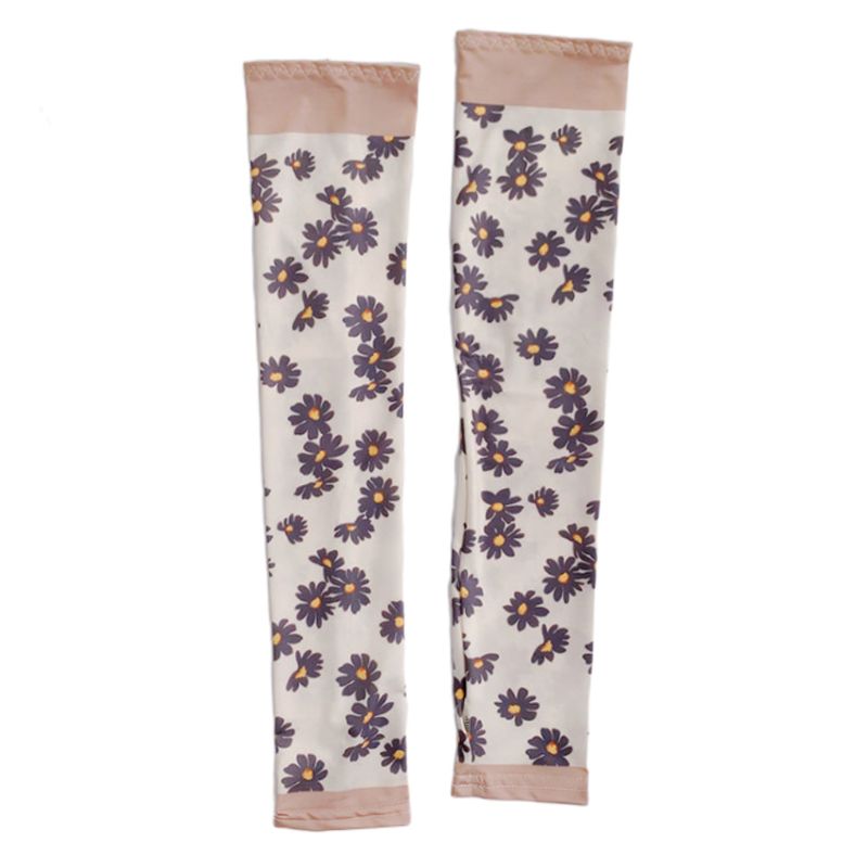 Unisex sommer solcreme arm ærmer søde daisy blomster jordbær print uv beskyttelse is silke kørsel fingerløse handsker: 4