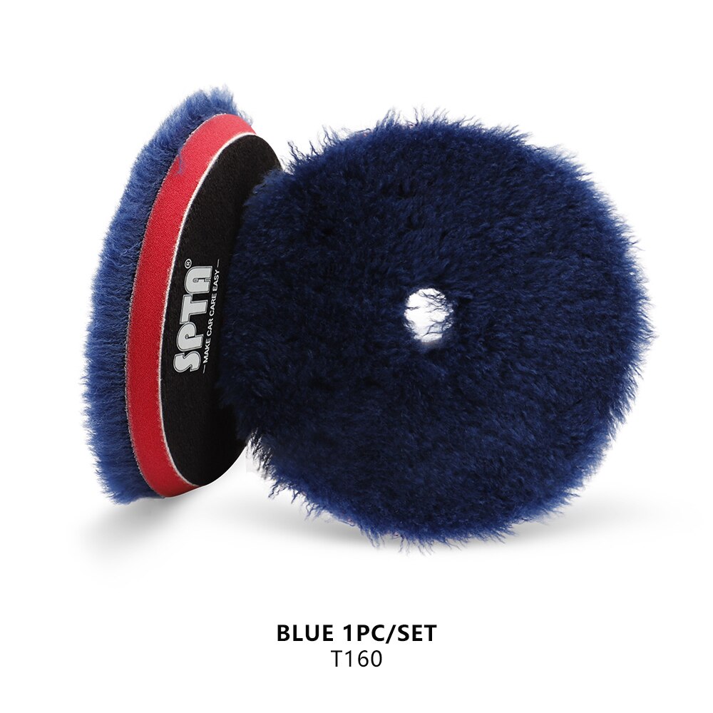 (Single ) SPTA 3&quot;/5&quot;/6&quot; Polishing Pad High Density Lambs Long Hair Wool Pads for RO DA Polisher Buffing Waxing: 1 Blue Heavy Cut / 3inch