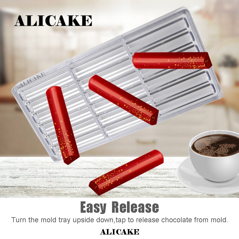 Polycarbonate Chocolate Molds Cylinder Stick Cake Chocolate Bar Tray Thick Moulds Form for Bakery Baking Mold Pastry Tools