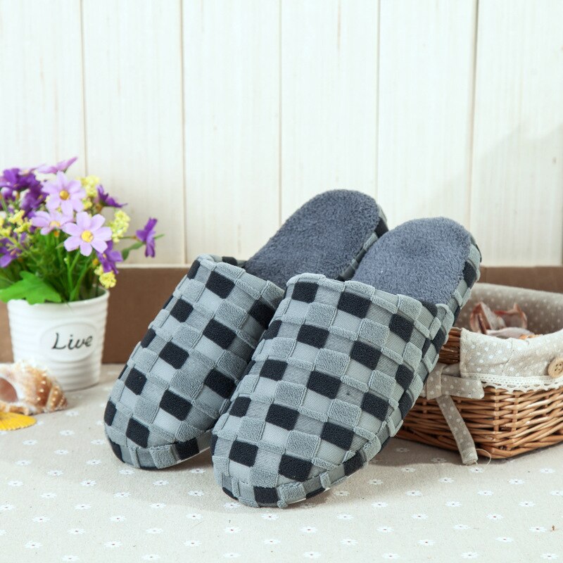 LFFZ 2018 Outono e Inverno Nova Homens Quentes chinelos de Algodão-acolchoado Amantes em casa Da Família Em Casa indoor Chinelos sapatos ST303: CINZA / 42
