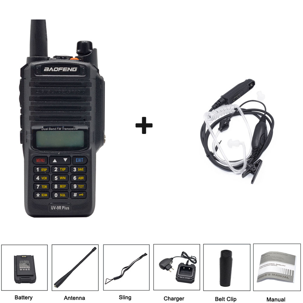 High Power Baofeng UV-9R Plus Twee Manier Radio Waterdichte IP67 Walkie Talkie Dual Band Psp Lange Bereik UV9R plus Draagbare radio: add-air tube earp