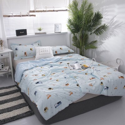 Sommer sengetæppe dronning kat dinosaur trykte dobbeltdyner og dyner til voksne tynd aircondition dyne colcha til seng: 200 x 230cm / G