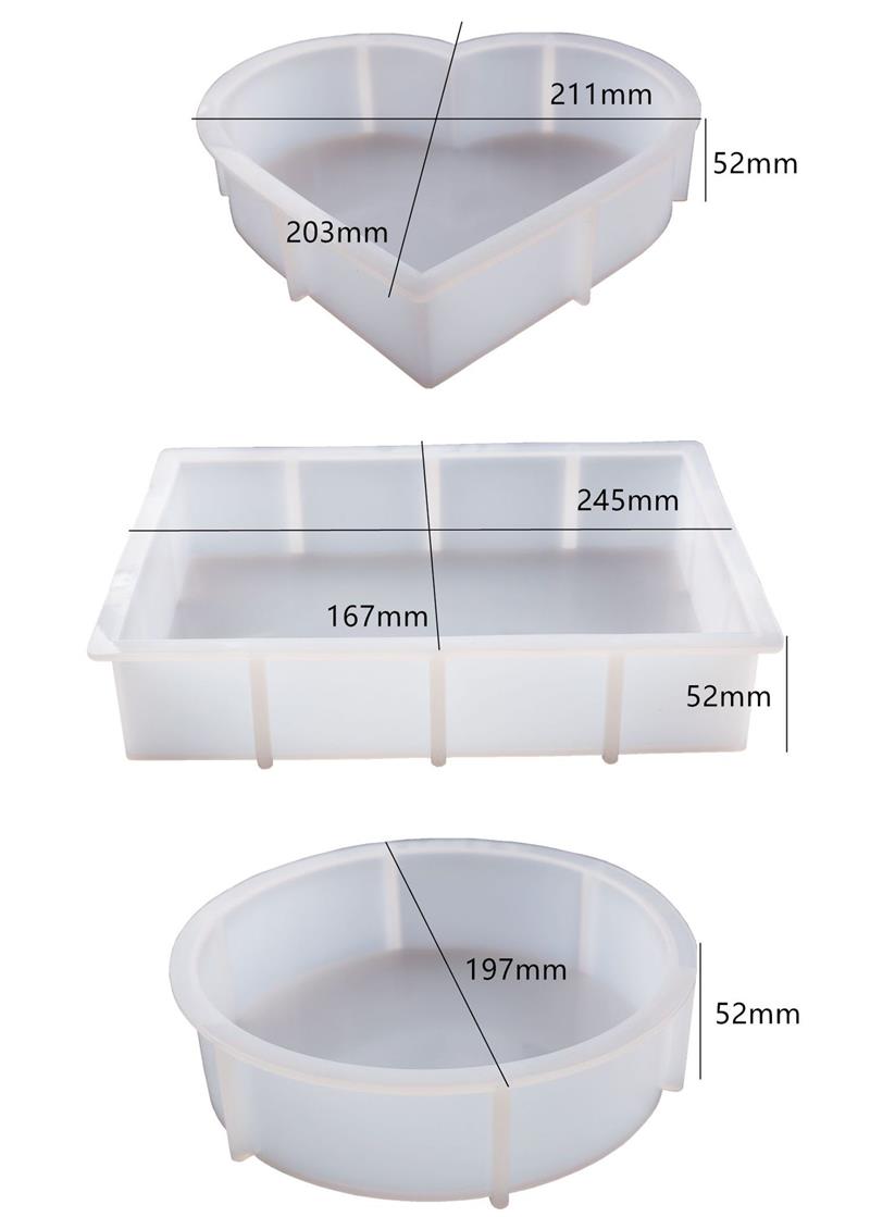 Moule en résine époxy cristal, grand Cube géométrique, échantillon amour rond Rectangle, moule en Silicone