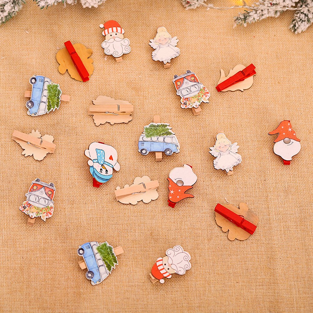 Fotohouder, schattige kerstfotolijst, mini-wasknijpers voor huisdecoratie
