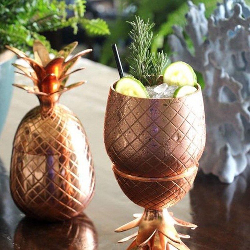 304 Rvs Ananas Glas Cocktail Glas Creatieve Mixologie Speciaal Glas Metaal Glas Herbruikbare Stro