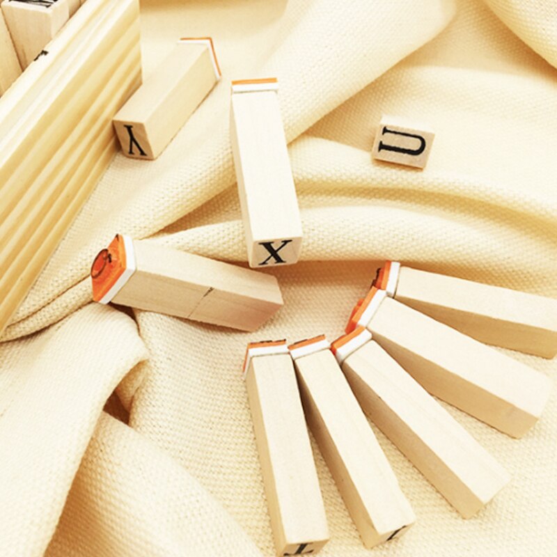 26pcs/set Wooden Stamp Alphabet Digital Letters stamp Set DIY
