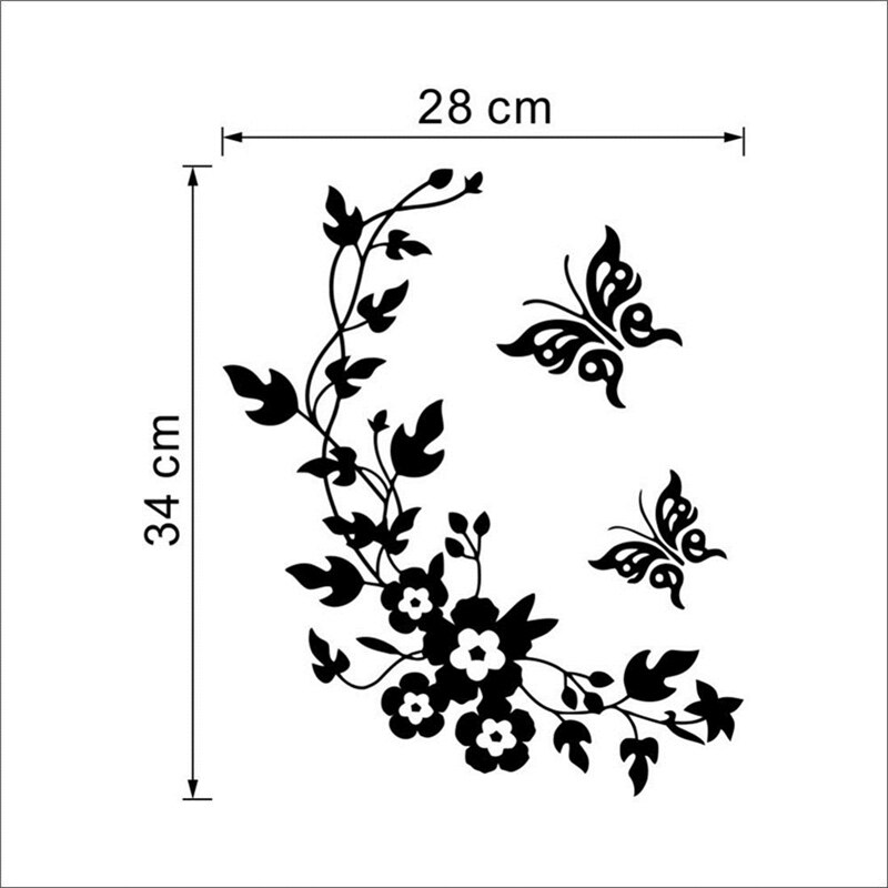 1pc 3D Butterfly Flower Wall Stickers For Kids Room Bedroom Living Room Fridge Stickers Wall Stickers Toilet Sticker Home Decor: Default Title