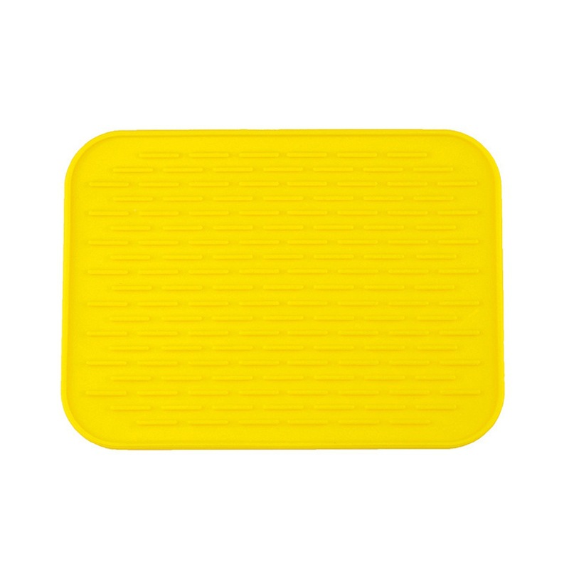 Silicone Anti Insulation Pad Square Non-Slip Coaster Tableware Drain Pot Mat Pot Dish Placemat: Yellow