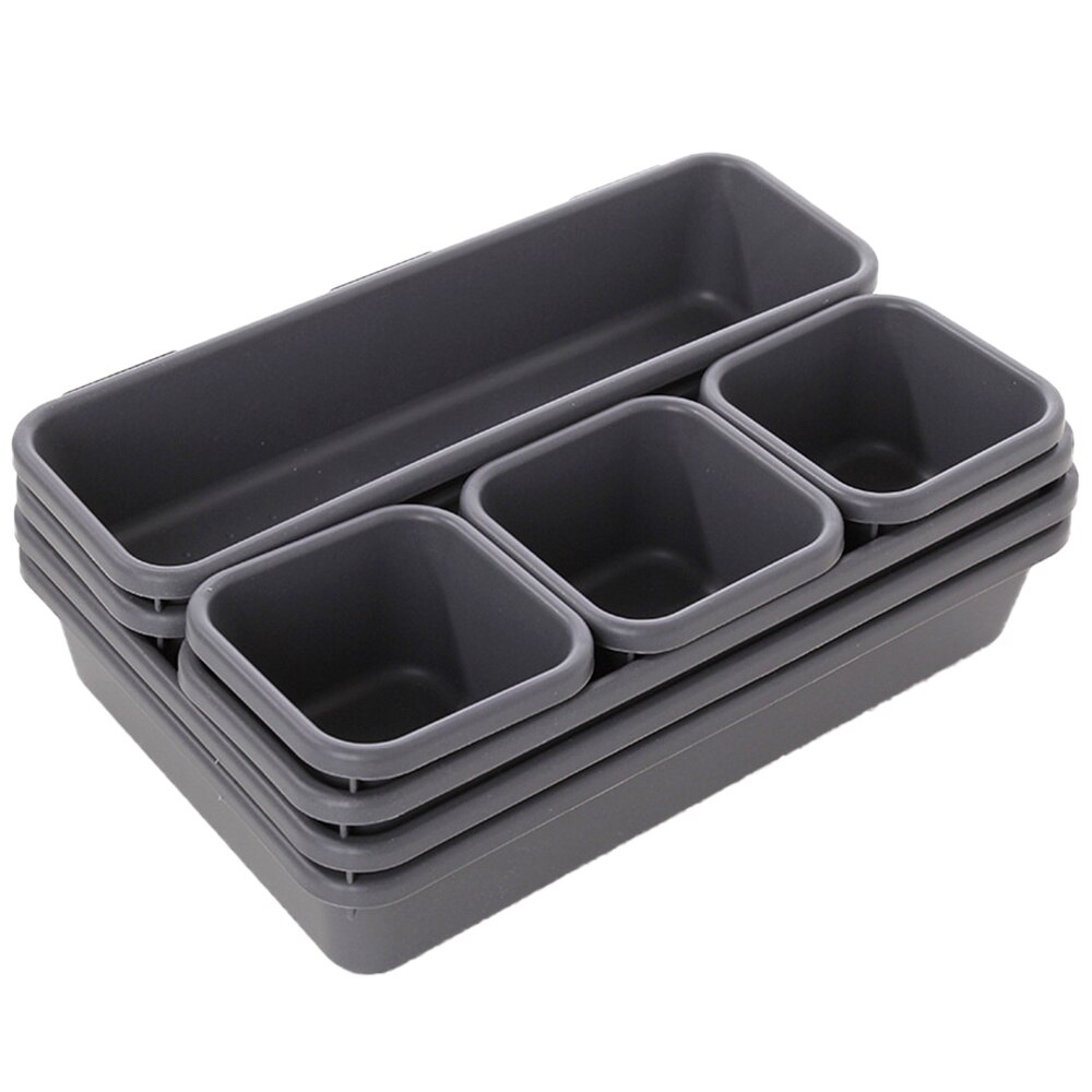 8PCS Kitchen Drawer Organizer Box Plastic Cutlery Storage Trays Cupboard Cabinet Storage Organizer Kitchen Accessories: Black